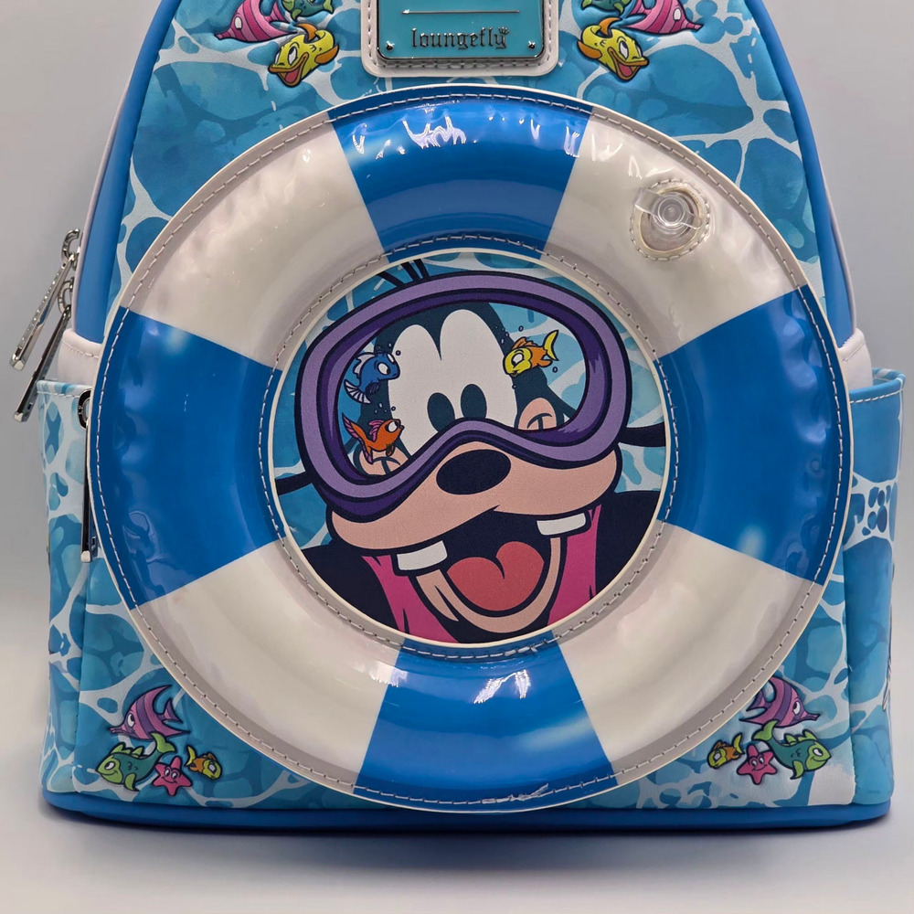 Loungefly Disney Goofy Floatie Ocean Fish Blue Mini Backpack New - Picture 7 of 8